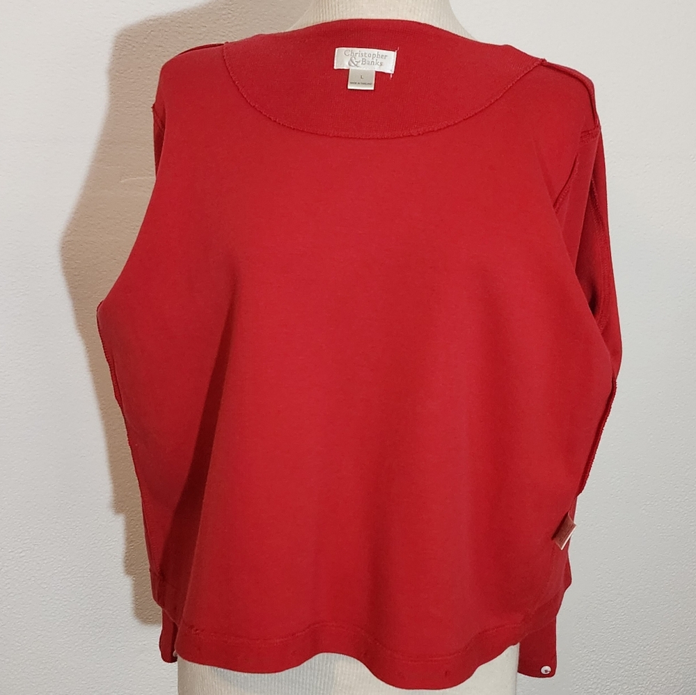 C & B Button Detail Snap Cardigan Red Size L - Picture 11 of 16